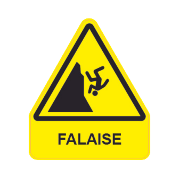 Panneau Triangle DIBOND Danger Texte "Falaise" TRI-DIB154-TX